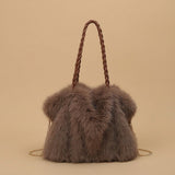 Shoulder Bag with Pleated Fur