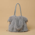 Shoulder Bag with Pleated Fur