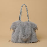 Shoulder Bag with Pleated Fur