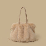 Shoulder Bag with Pleated Fur