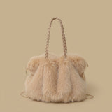 Shoulder Bag with Pleated Fur