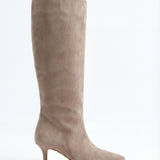 Mona suede knee-high boots - Beige