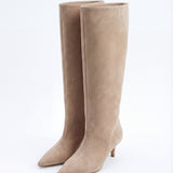 Mona suede knee-high boots - Beige
