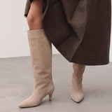 Mona suede knee-high boots - Beige