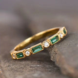 Baguette Green Crystal Ring