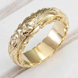 Floral Engraved Gold Ring