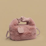 Shoulder Bag Faux Fur Handle
