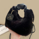 Shoulder Bag Faux Fur Handle