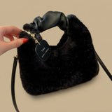 Shoulder Bag Faux Fur Handle