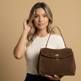 Shoulder Bag for Women in Suede Leather - Work Handbag