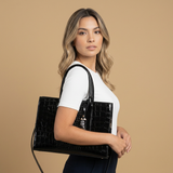 Tote Bag with Croc-Embossed Finish