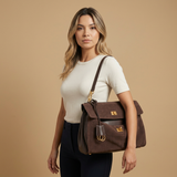 Shoulder Bag for Women in Suede Leather - Work Handbag