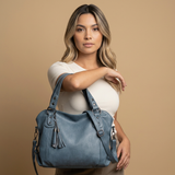 Tote Bag for Women with Studded Leather and Tassel Handbag