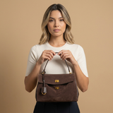 Shoulder Bag for Women in Suede Leather - Work Handbag