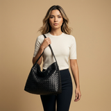 Hobo Bag Woven Suede Texture