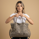 Tote Bag for Women - Large Studded Suede Work Bag
