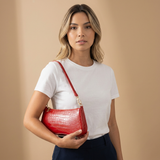 Shoulder Bag with Croc Texture