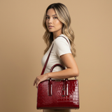 Tote Bag with Croc-Embossed Finish