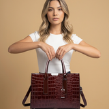 Tote Bag with Croc-Embossed Finish