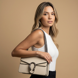 Crossbody Bag with Snake-Embossed Flap