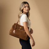 Shoulder Bag for Women in Suede Leather - Work Handbag
