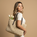 Tote Bag with Woven Texture