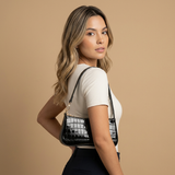 Shoulder Bag with Croc Texture