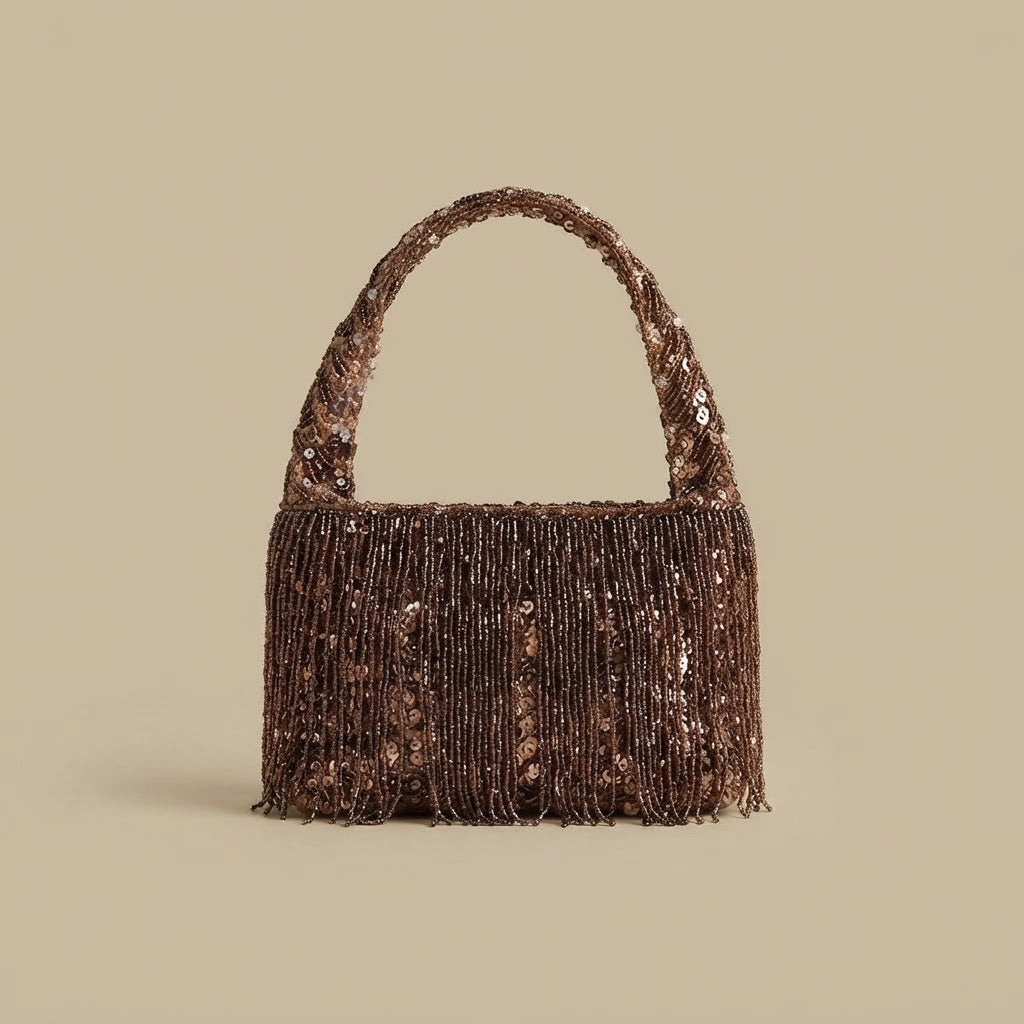 Shoulder Bag with Beaded Fringe