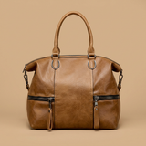 Shoulder Bag with Dual Zippers