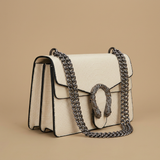 Crossbody Bag with Snake-Embossed Flap