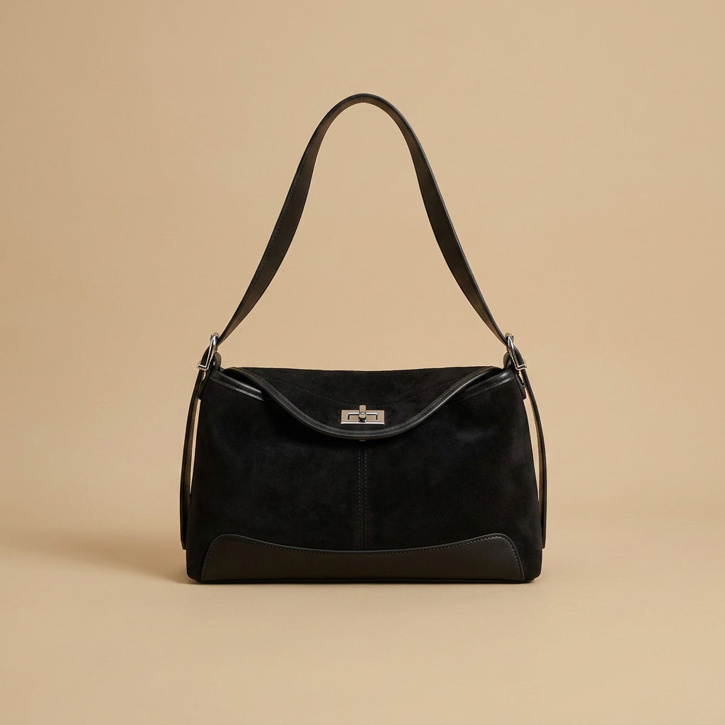 Shoulder Bag with Contrast Base Panel