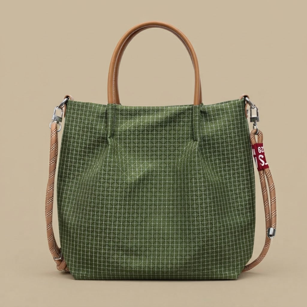 Tote Bag with Plaid Pattern