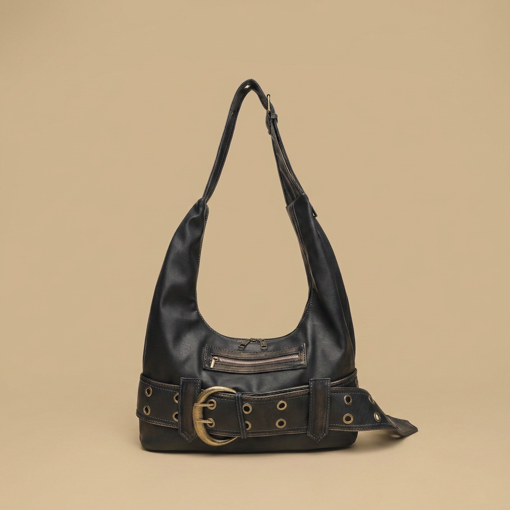 Shoulder Bag with Eyelet Belt
