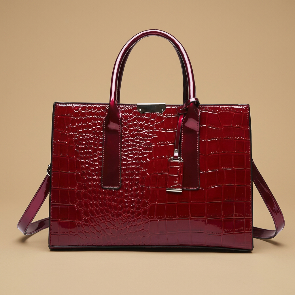 Tote Bag with Croc-Embossed Finish