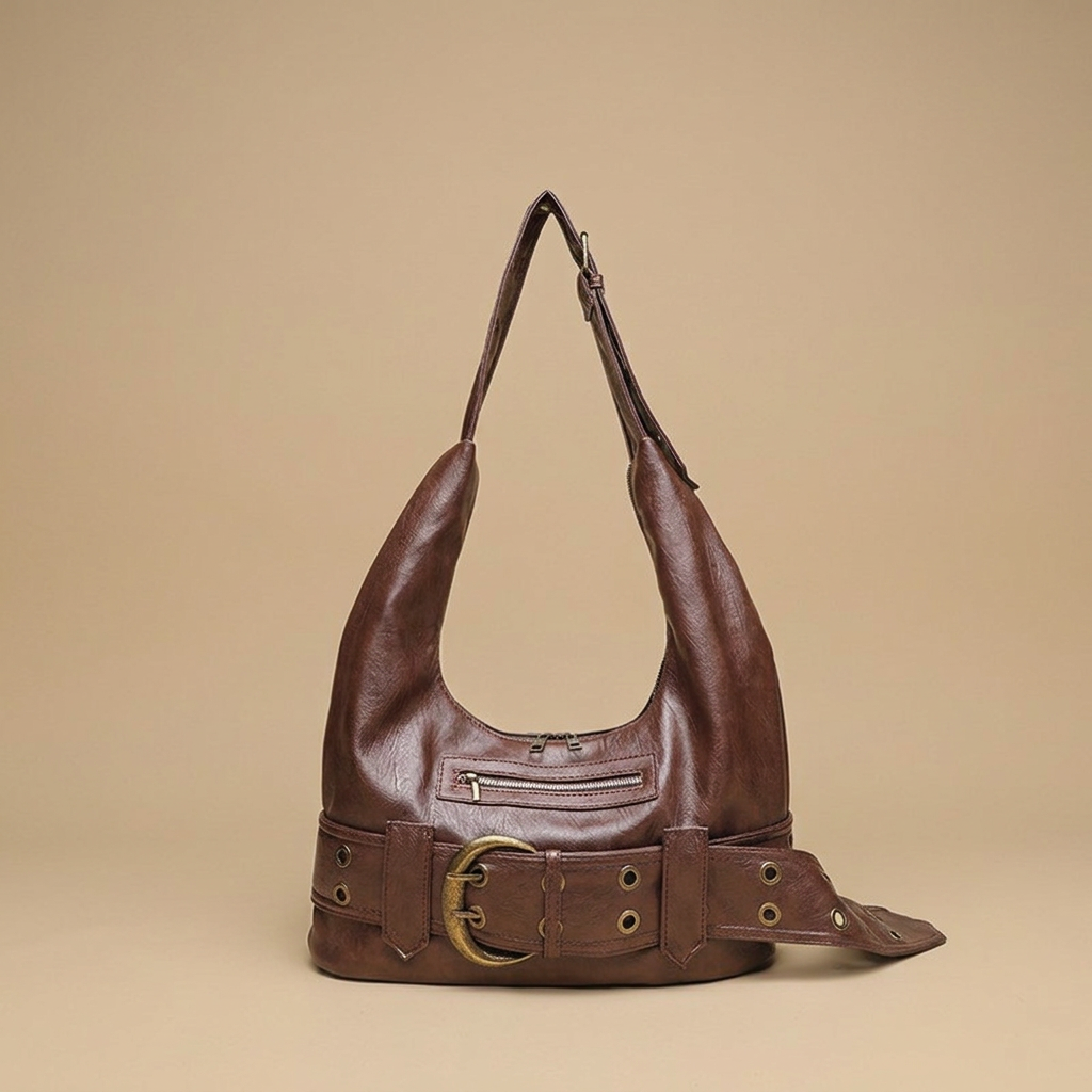 Shoulder Bag with Eyelet Belt