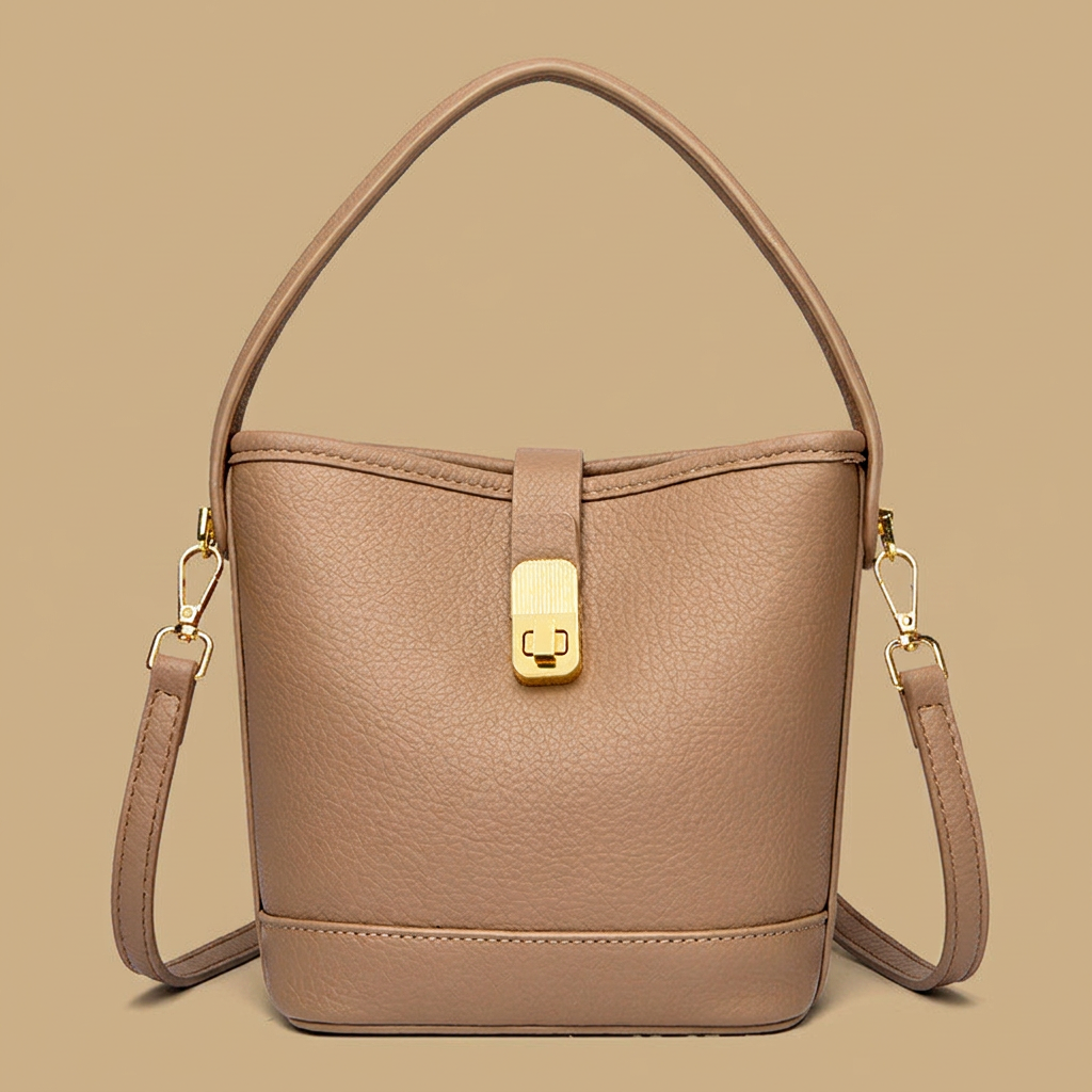 Shoulder Bag with Gold Clasp