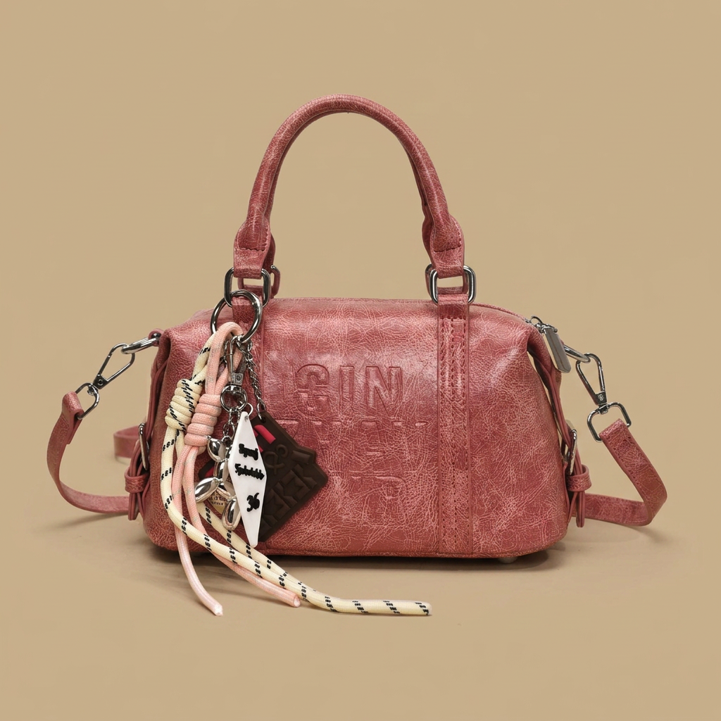 Shoulder Bag with Raised Lettering