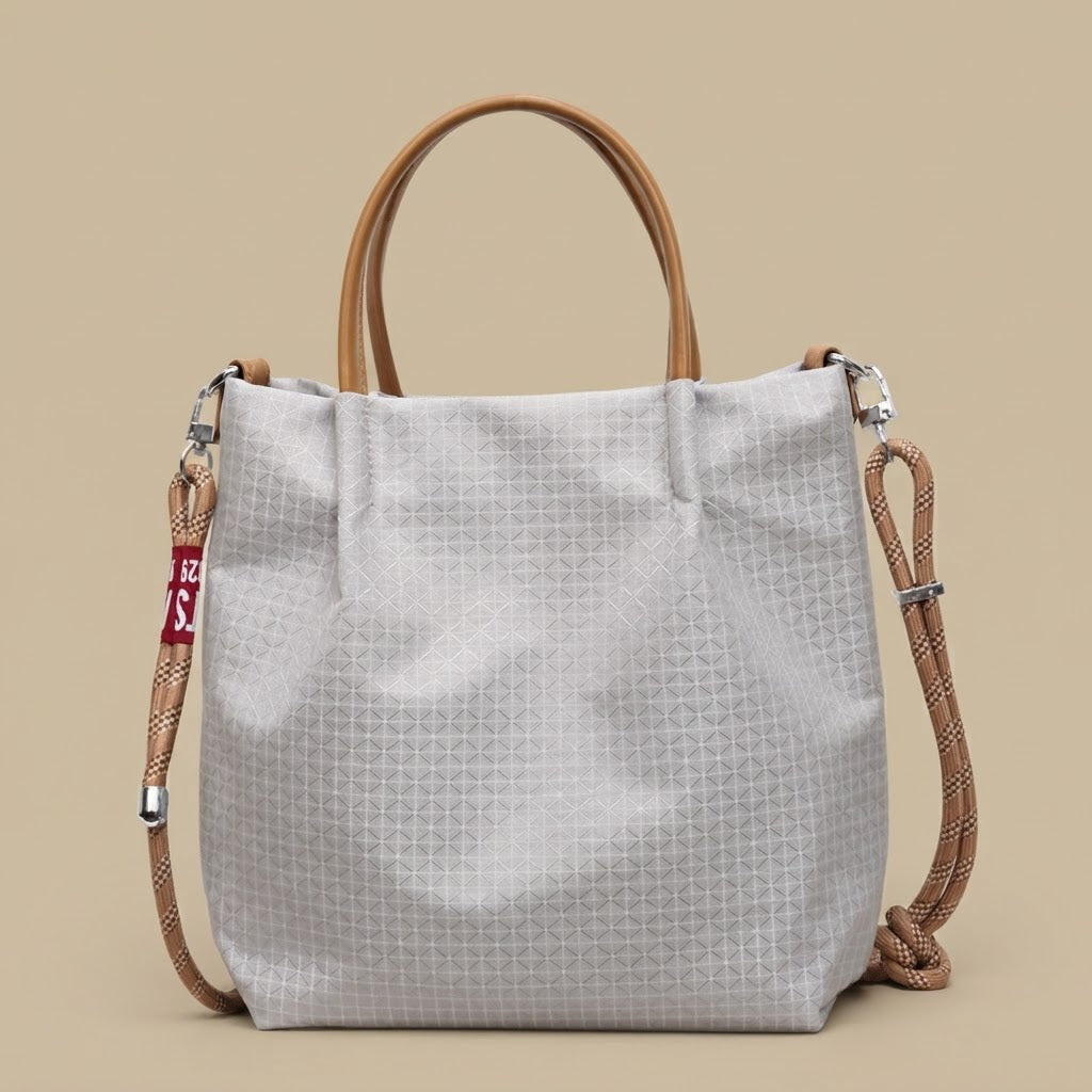 Tote Bag with Plaid Pattern