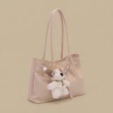 Tote Bag with Teddy Bear Pendant