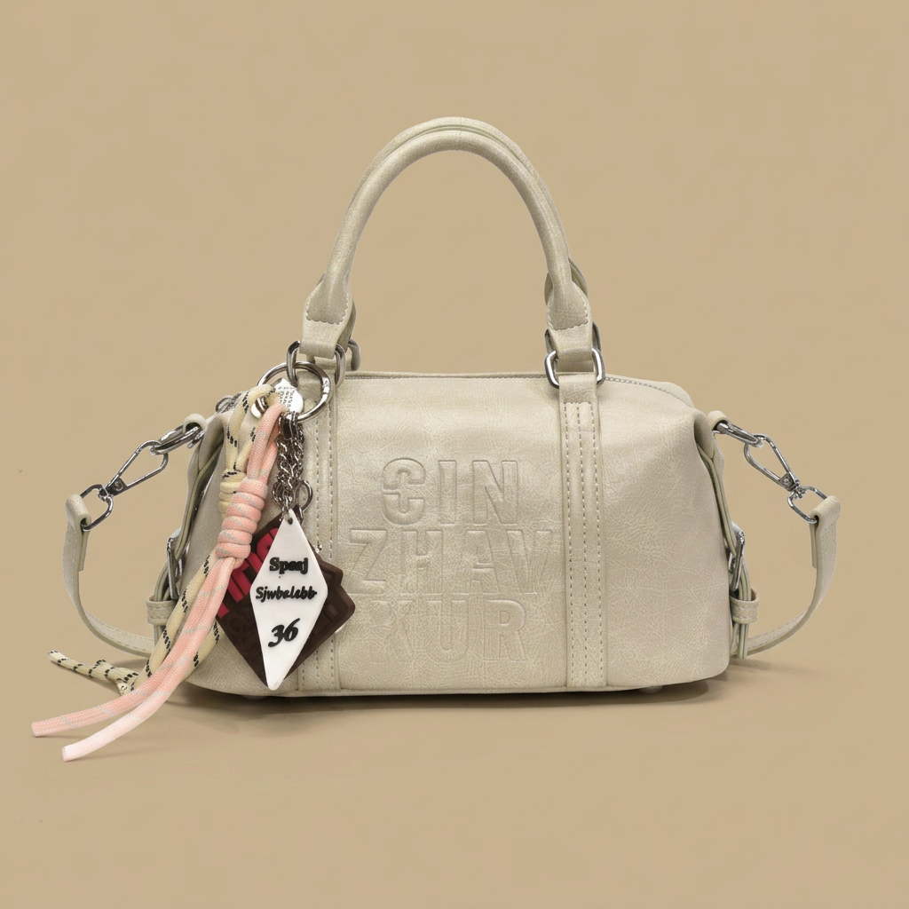 Shoulder Bag with Raised Lettering