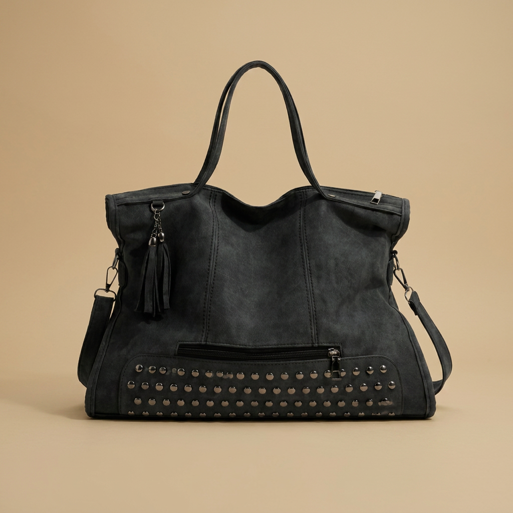 Tote Bag for Women - Large Studded Suede Work Bag