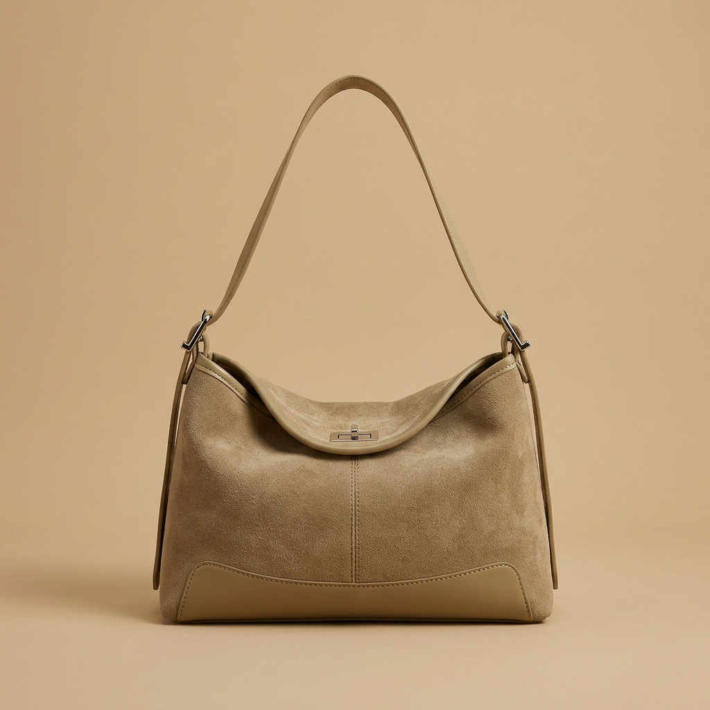 Shoulder Bag with Contrast Base Panel