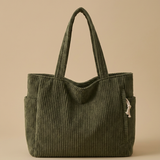Tote Bag with Corduroy Texture