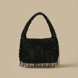 Shoulder Bag with Beaded Fringe