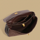 Shoulder Bag for Women in Suede Leather - Work Handbag
