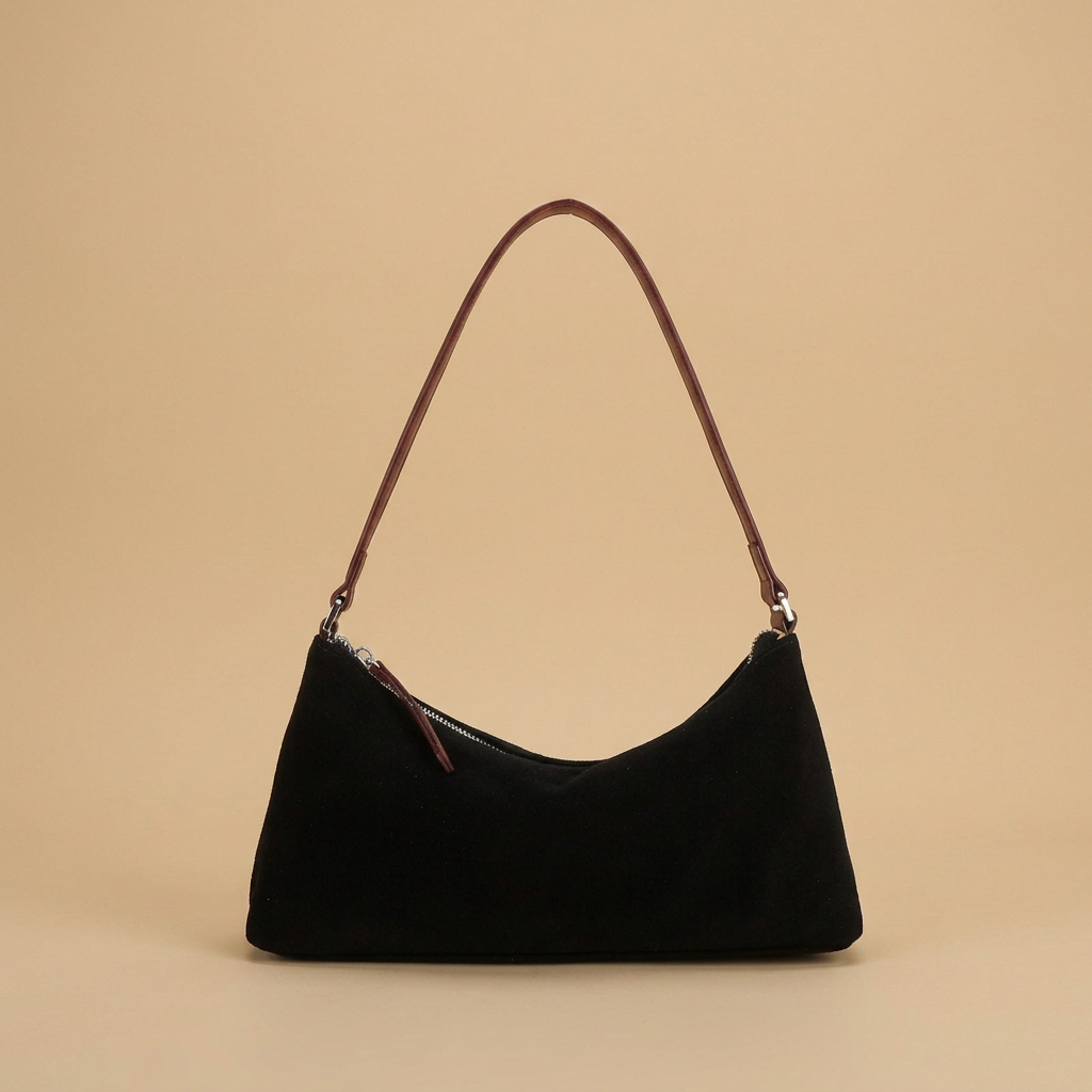 Shoulder Bag with Suede Finish