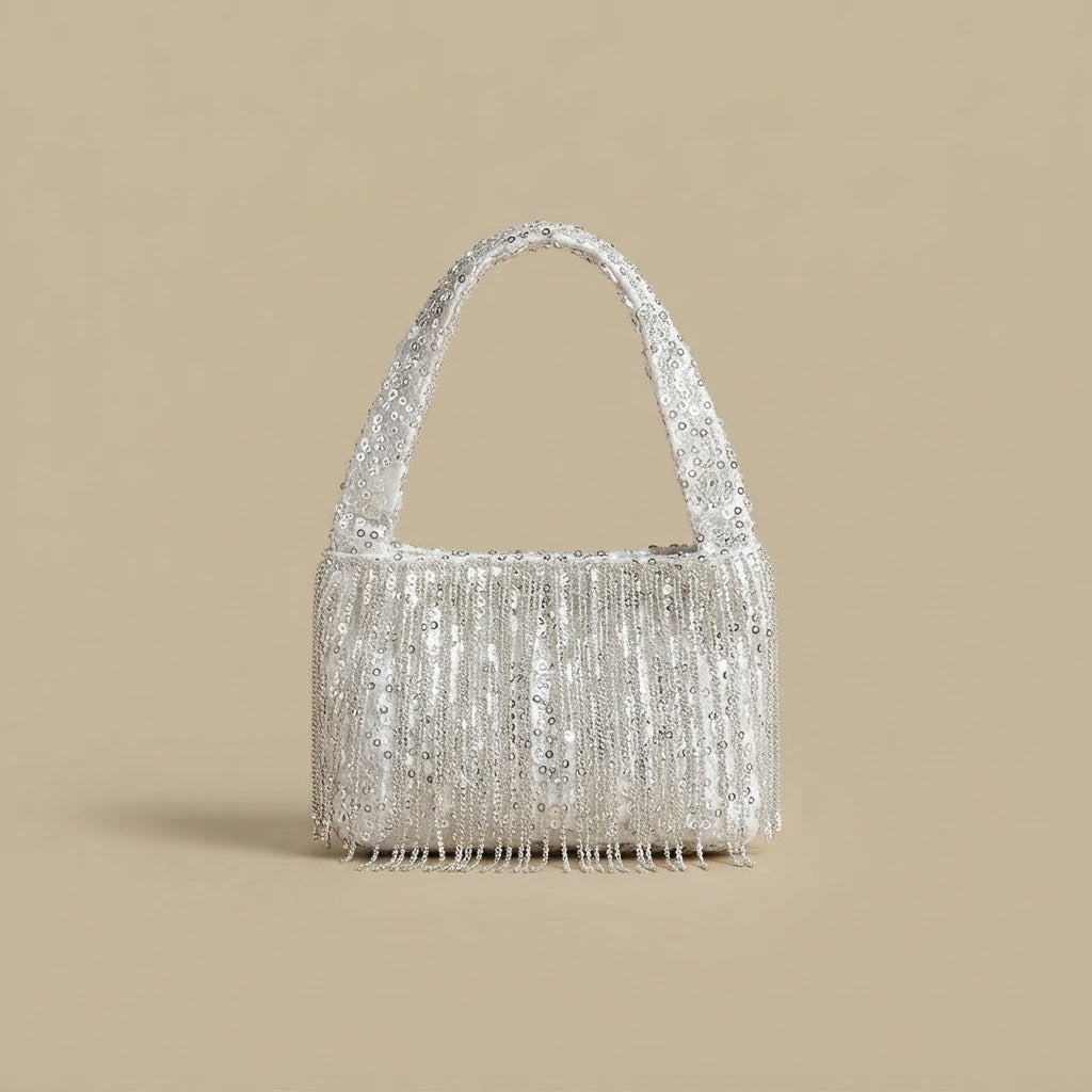 Shoulder Bag with Beaded Fringe