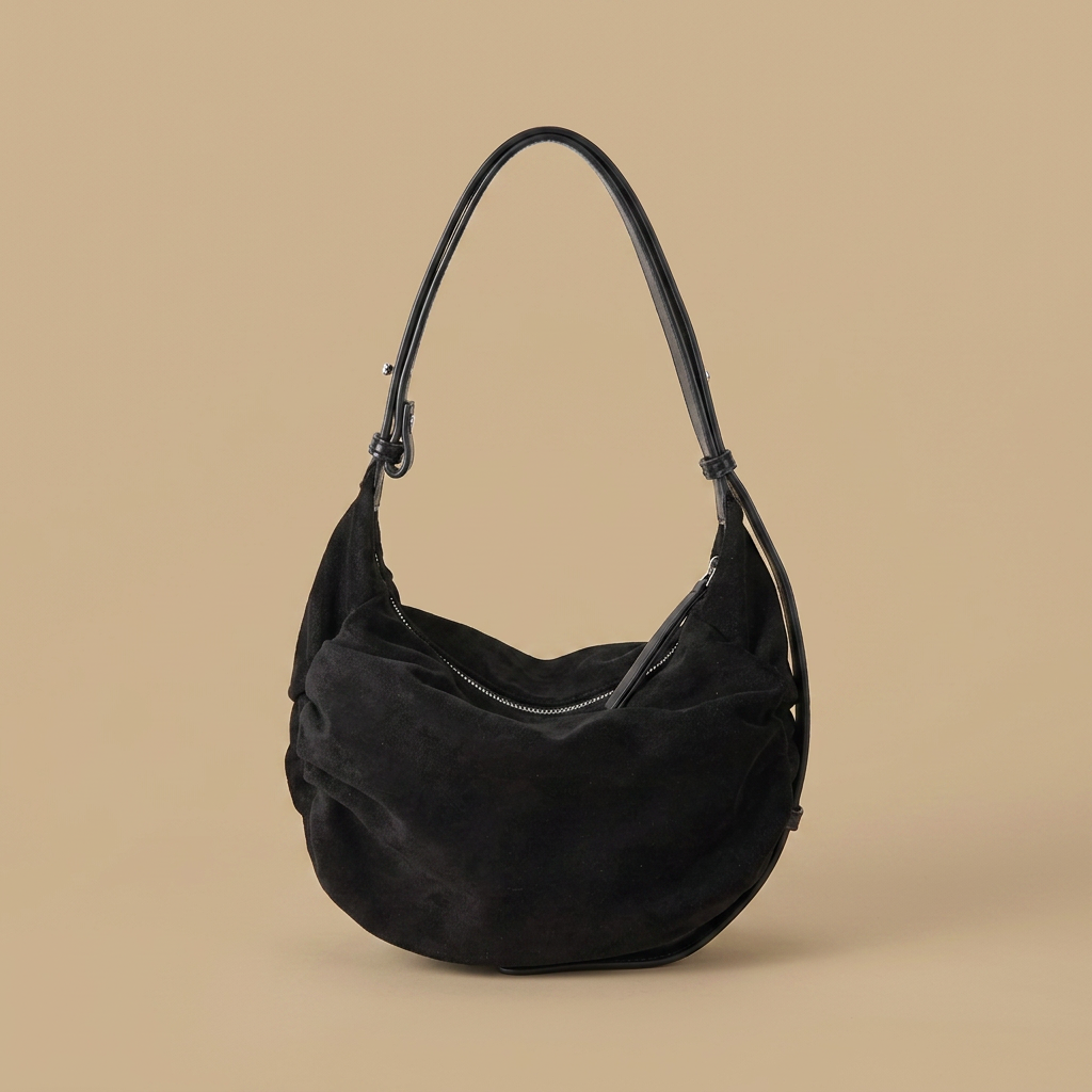 Hobo Bag with Suede Texture