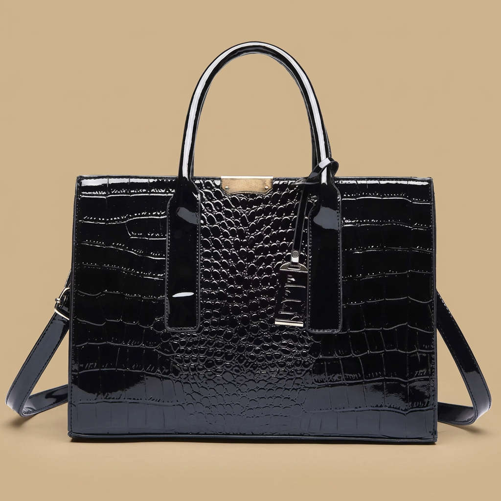 Tote Bag with Croc-Embossed Finish