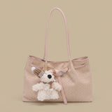 Tote Bag with Teddy Bear Pendant